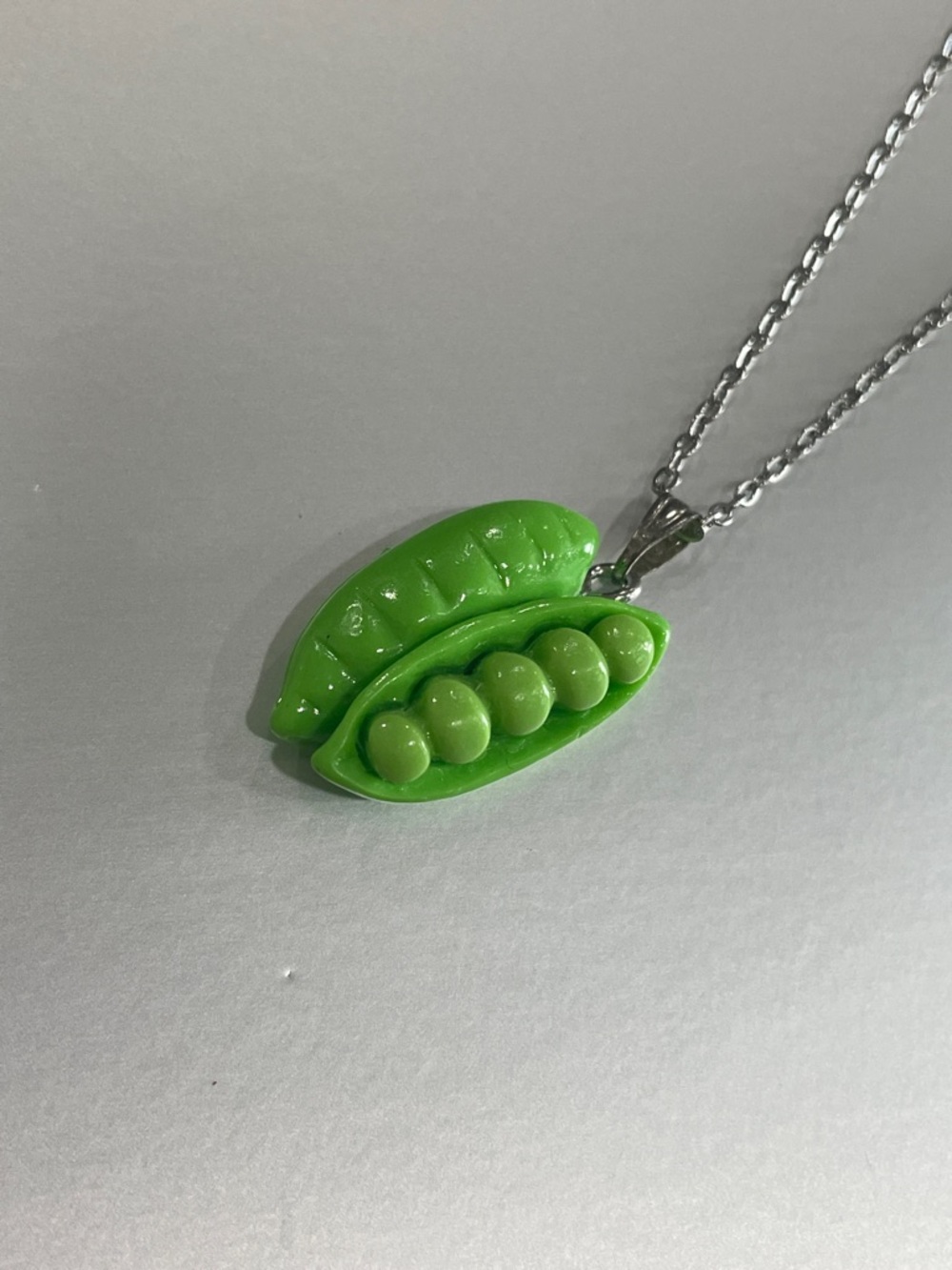 Green Pea Pod Necklace Pendant - Playful Women's Jewelry